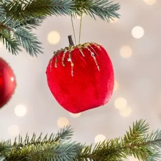 Ozdoba choinkowa JABŁKO z lśniącymi drobinkami