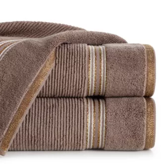 Ręcznik kąpielowy 50x90 cm bawełniany kolor jasnobrązowy z błyszczącą bordiurą 530 g/m2 FILON