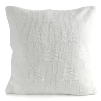 Poszewka na poduszkę 45x45 cm świąteczna kolor biały o plecionej strukturze z mieszanki włókien