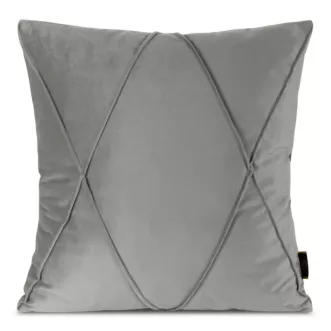Poszewka na poduszkę 45x45 cm welwetowa srebrna z geometrycznym przeszywanym wzorem NALA 1 Eurofirany Premium