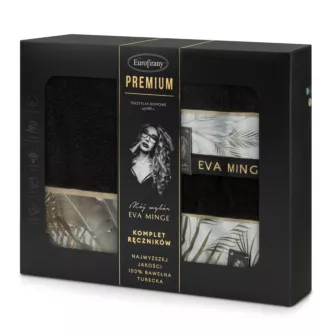 Zestaw ręczników bawełnianych na prezent 3 szt kolor czarny 500 g/m2 Eva Minge 17