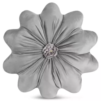Poduszka w kształcie kwiatka o średnicy 40 cm welwetowa srebrna FLORES 5