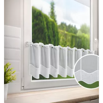 Tkanina firanowa zazdrostka z etaminy zdobiona ozdobnym pasem  kornelii