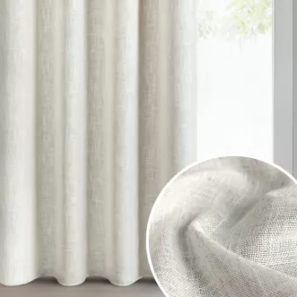 Zasłona naturalna o widocznym i naturalnym splocie z domieszką lnu 140x250 cm przelotki - ELINA