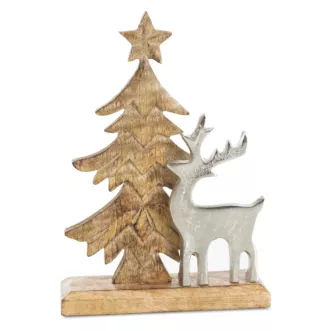 Figurka świąteczna drewniana choinka z jelonkiem