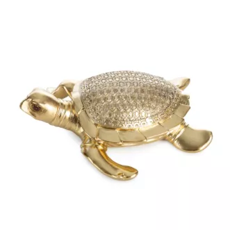 Figurka złota żółw  o drobnym wytłaczanym wzorze 12x14x5 cm HARIS