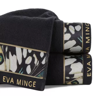 Ręcznik do rąk 30x50 cm bawełniany kolor czarny z designerską bordiurą 500 g/m2 EVA 15 Eva Minge