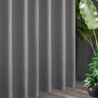 Tkanina zasłonowa w stylu eko z dodatkiem nici metalicznej