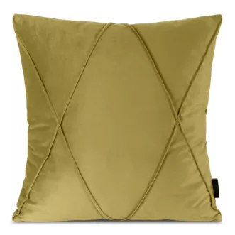 Poszewka na poduszkę 45x45 cm welwetowa kolor musztardowy z geometrycznym przeszywanym wzorem NALA 1 Eurofirany Premium