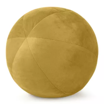 Poduszka dekoracyjna w formie kuli średnica 24 cm welwetowa musztardowa GAJA