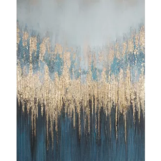 Obraz abstrakcja granatowo, złoty ręcznie malowany na płótnie 80x100 cm MIRAGE 1