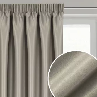 Zasłona ciemnobeżowa z błyszczącą nicią z tkaniny zaciemniającej 140x270 cm taśma - SELINA