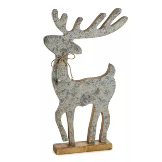 Figurka dekoracyjna  świąteczna drewniany RENIFER z błyszczącymi akcentami