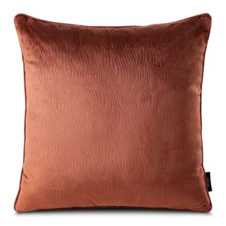 Poszewka na poduszkę 40x40 cm z miękkiego welwetu ciemnopomarańczowa z falującym wytłaczanym wzorem LILI