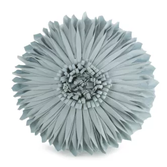 Okrągła poduszka o średnicy 40 cm z welwetu kolor miętowy zdobiona trójwymiarowym kwiatem FLORES 4