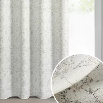 Zasłona kremowo, grafitowa zdobiona nadrukiem imitującym marmurek 140x250 cm przelotka - RONYA