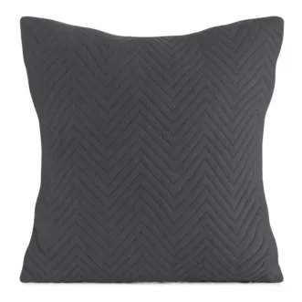 Poszewka na poduszkę 45x45 cm o strukturze lnu pikowana metodą hot press w wzór jodełki grafitowa LEN Eurofirany Premium