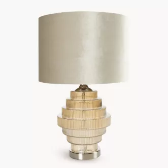 Lampa stołowa nocna szampańska FENA z welwetowym abażurem