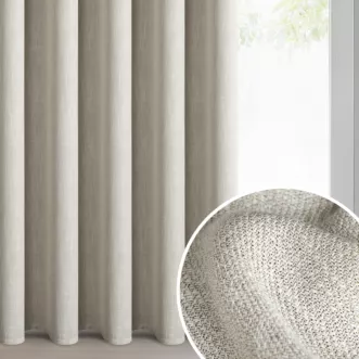 Zasłona ciemnobeżowa o naturalnym melanżowym splocie 140x270 cm taśma - LEYA