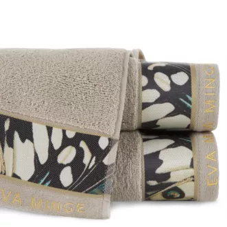 Ręcznik do rąk 30x50 cm bawełniany kolor beżowy z designerską bordiurą 500 g/m2 EVA 15 Eva Minge