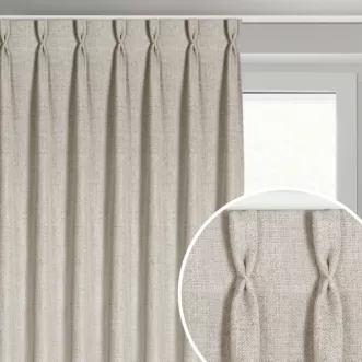 Zasłona beżowa o pł&oacute;ciennym splocie z efektem melanżu 125x270 cm (wymiar podany na gotowo) system flex - JULA