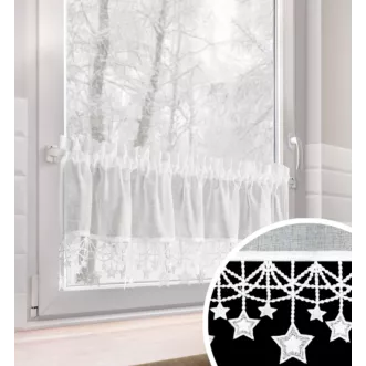 Zazdrostka biała z etaminy zdobiona świątecznymi gwiazdkami 150x30 cm tunel - XMAS