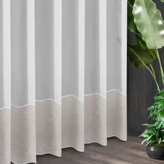 Tkanina firanowa z adenu dekoracyjnym ozdobnym pasem