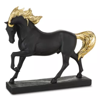 Figurka czarno-złota koń 26x7x22 cm