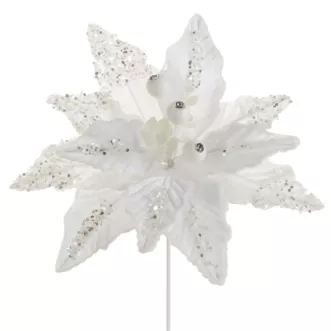 Świąteczny kwiat dekoracyjny  z welwetowej tkaniny z dodatkiem lśniących kryształków