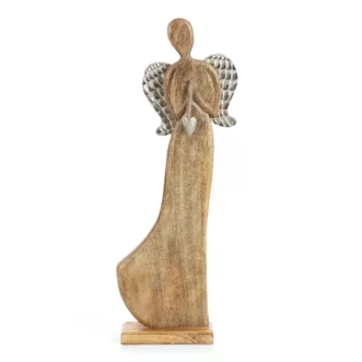 Figurka dekoracyjna świąteczna drewniany ANIOŁEK z serduszkiem
