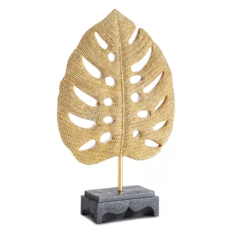 Liść monstery - figurka dekoracyjna ELDO o drobnym strukturalnym wzorze, złota