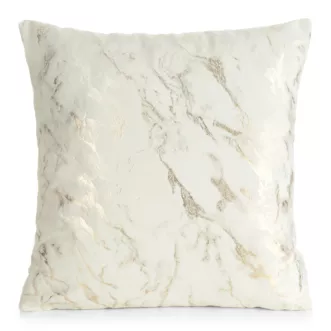 Poszewka na poduszkę 45x45 cm welwetowa, kremowo złocista zdobiona marmurkowym wzorem DORIS DESIGN 91
