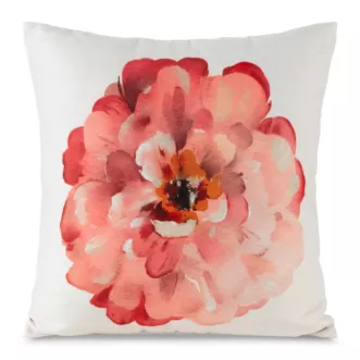 Poszewka na poduszkę 45x45 cm welwetowa kolor naturalny, różowy z motywem kwitnących kwiatów SUMMER 2