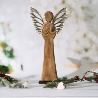 Figurka świąteczna Aniołek z srebrnymi skrzydłami