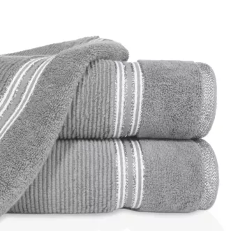 Ręcznik do rąk 30x50 cm bawełniany kolor srebrny z błyszczącą bordiurą 530 g/m2 FILON Eva Minge