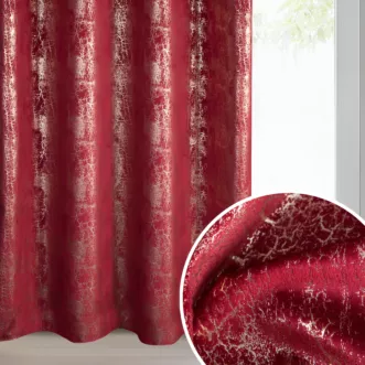 Zasłona bordowo, szampańska welwetowa z błyszczącym nadrukiem 140x250 cm przelotki - INGRID