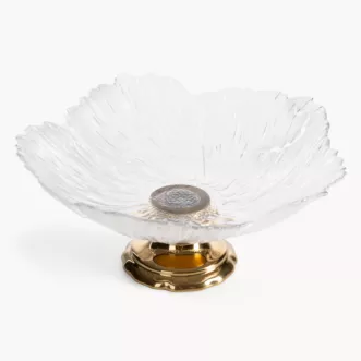 Patera szklana biało, złota o ozdobnym tłoczonym wzorze 26x12 cm DAISY