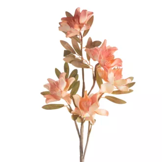 Kwiat sztuczny magnolii różowo, żółty z plastycznej pianki foamiran 89 cm