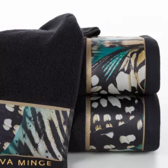 Ręcznik kąpielowy 70x140 cm bawełniany kolor czarny z designerską bordiurą 500 g/m2 EVA 15 Eva Minge