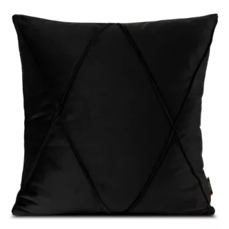 Poszewka na poduszkę 45x45 cm welwetowa czarna z geometrycznym przeszywanym wzorem NALA 1 Eurofirany Premium