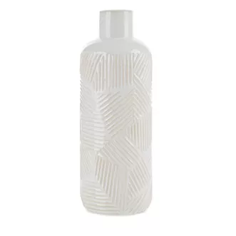 Wazon ceramiczny kremowy dekoracyjny z wytłaczanym wzorem średnica 12x33 cm ROMINA - kolekcja SEA SUMMER