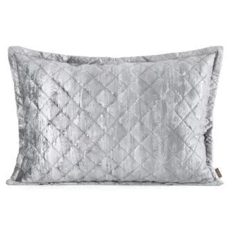 Poszewka na poduszkę 50x70 cm welwetowa srebrna, pikowana metoda hot press zdobiona błyszczącym przecieranym nadrukiem BLINK 43 Eurofirany Premium