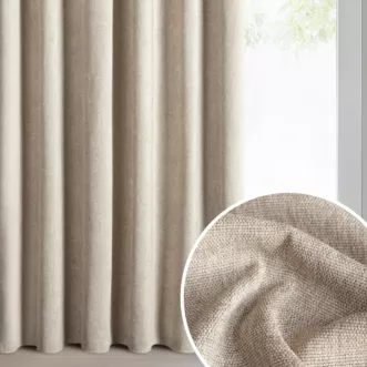 Zasłona beżowa z szenilowej tkaniny 140x270 cm taśma - MEGI