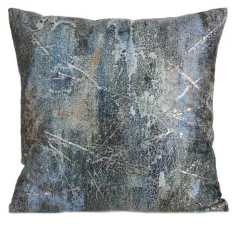 Poszewka na poduszkę 45x45 cm welwetowa turkusowa zdobiona metalicznym wzorem ESTER