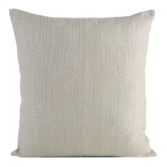 Poszewka na poduszkę 45x45 cm beżowa z złotym geometrycznym haftem MILA