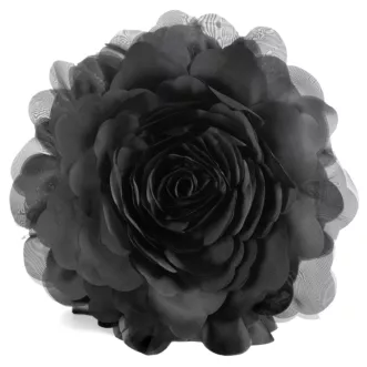 Okrągła poszewka o średnicy 40 cm czarna z ozdobnym kwiatem 3D FLORES 6