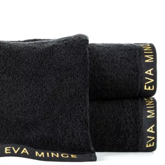 Ręcznik do rąk 30x50 cm bawełniany kolor czarny z haftowanym logiem Eva Minge 550 g/m2 VENUS
