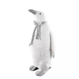 Urocza duża figurka świąteczna PINGWIN w plecionym szaliku z lśniącymi drobinkami
