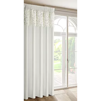 Zasłona kremowa z welwetu zdobiona aplikacją 3D róż 140x270 cm taśma - ROSSES Eva Minge