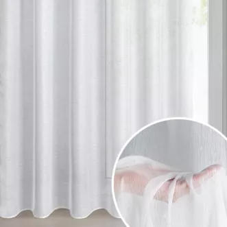 Firana biała o strukturze drobnego deszczyku wzór poziomy 300x270 cm taśma REBECCA